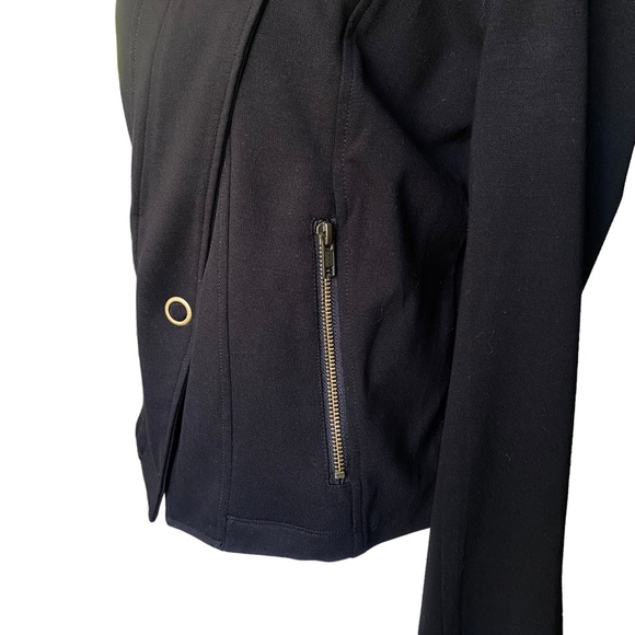 Cabi Black Asymmetrical Snap Zip Ponte Moto Jacket Size Small - Picture 10 of 16